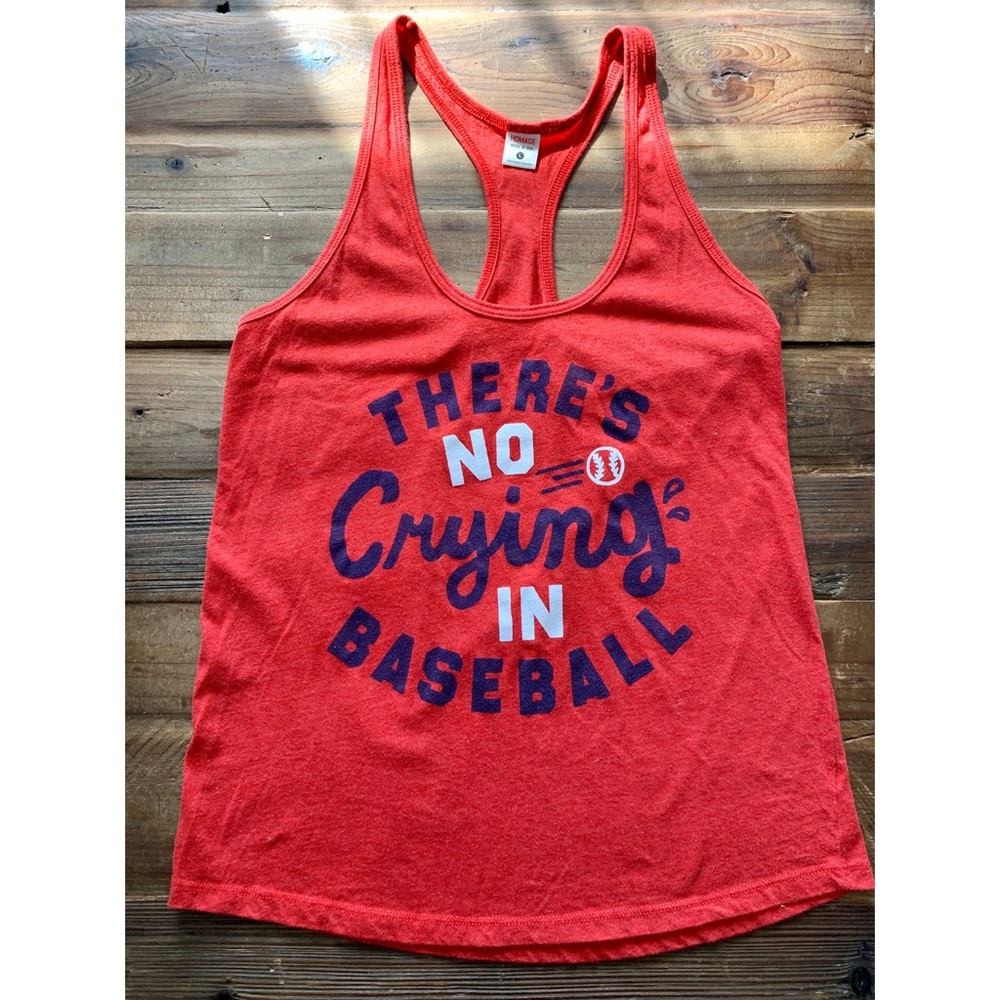 HOMAGE Red Racerback Tank "There's No Crying in Baseball"